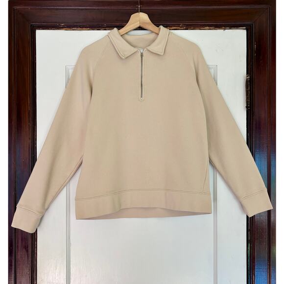 Norse Projects $235 Men’s Tan Beige Kristian Cotton Half-Zip Sweatshirt- Medium